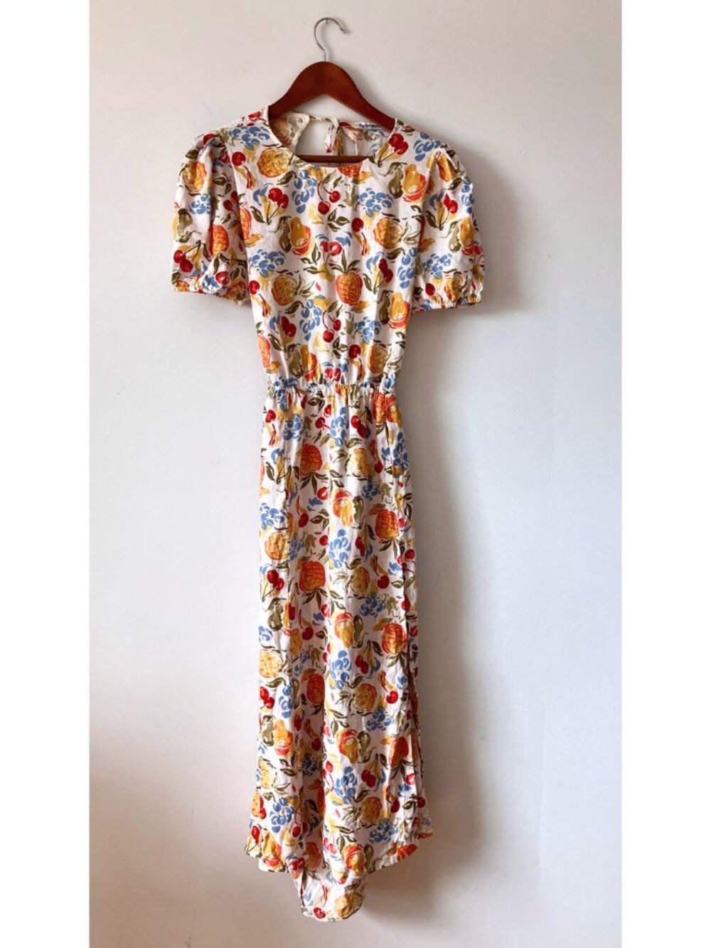 Reformation Anneliese Linen Midi Dress Fruit Cocktail Size 10 - Picture 3 of 10